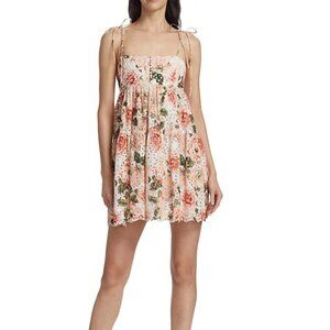 Alice and Olivia Lorelle Babydoll Floral Eyelet Mini Dress